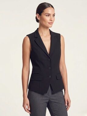 bebe - Black Sleeveless Tailored Vest Blazer
